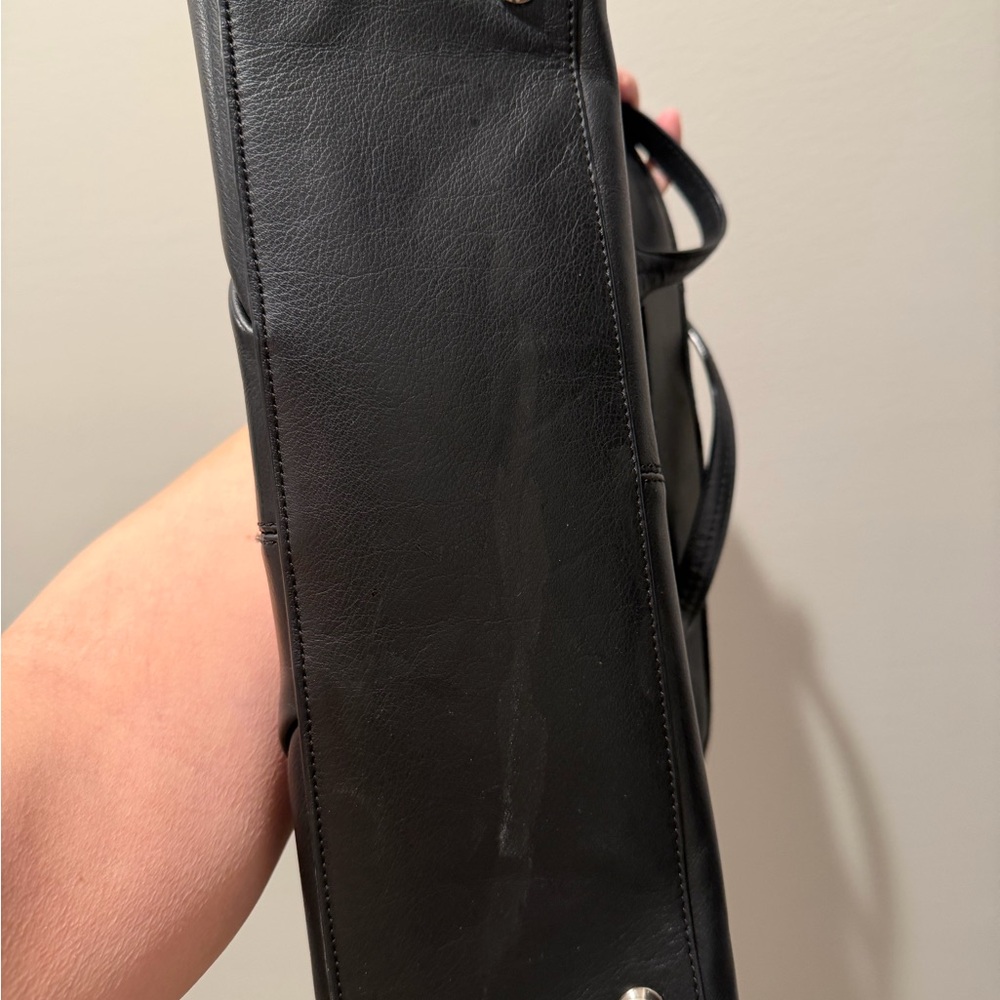 Coach Black Leather Shoulder Tote with Polished Hardware - Picture 3 of 8